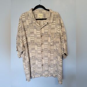 Joseph & Feiss Printed Silk Shirt Size 2X Cream